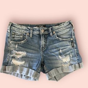 Silver jean shorts - boyfriend mid short w/28/L4.5